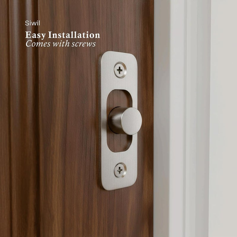 Siwil Round Corner Deadbolt Strike Plate, 1" X 2-1/4“ Door Backplate, Stainless Steel – 2 Pack, Brushed Nickel - Image 2
